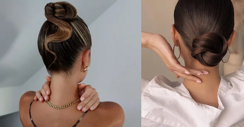 sleek bun — outfit ideas collage