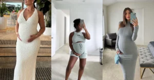 baddie pregnancy outfits — maternity outfit ideas collage