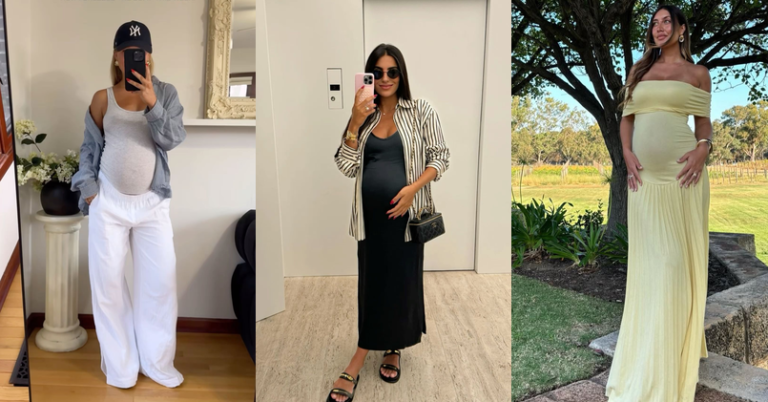Collage of cute maternity outfit ideas