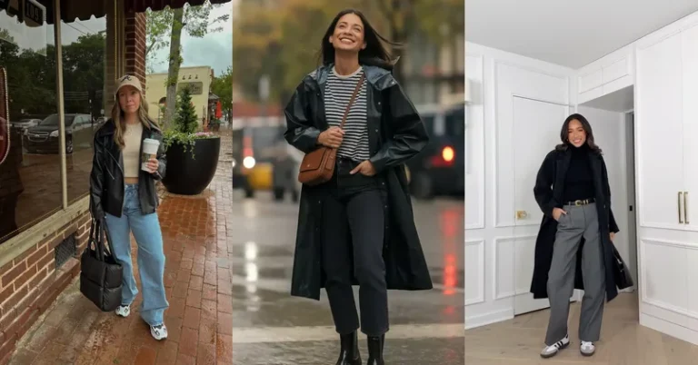 cute rainy day work outfit — outfit ideas collage for work