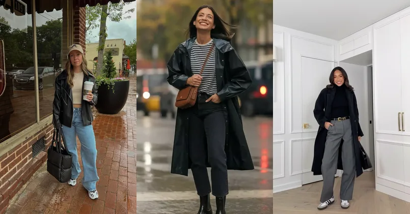 cute rainy day work outfit — outfit ideas collage for work