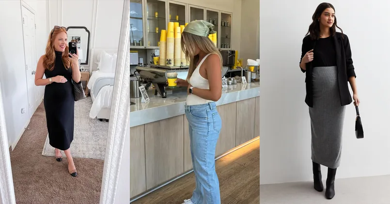 pregnancy work outfits — outfit ideas collage for work