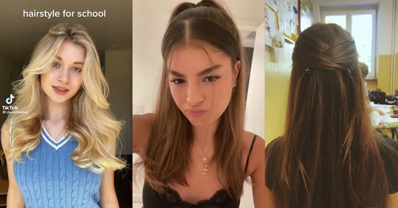 school hairstyles — outfit ideas collage