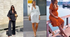 stylish pregnancy outfits — maternity outfit ideas collage